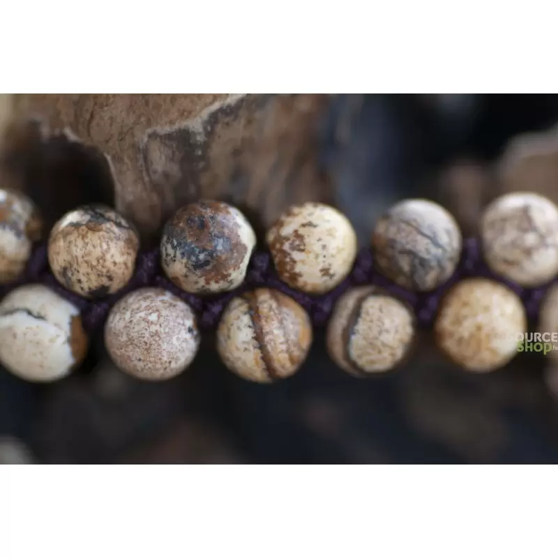 Bracelet double en pierre de Paysage réglable - Qualité A
