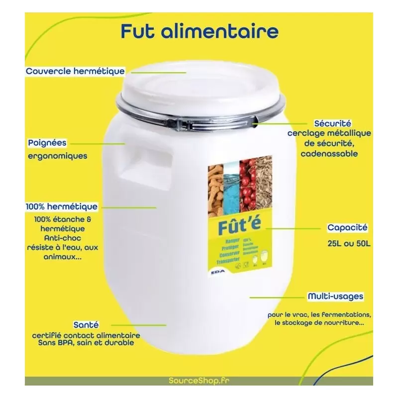 Fût alimentaire à vrac "Fût'é" -  25L ou 50L