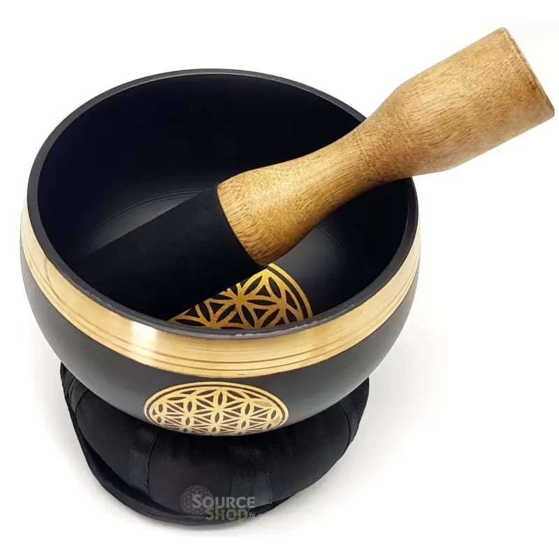 Coffret bol chantant noir Fleur de Vie