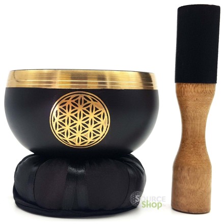 Coffret bol chantant noir Fleur de Vie