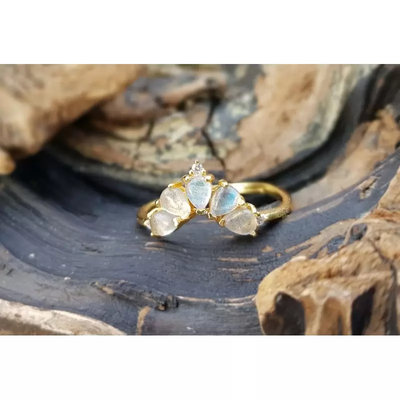 Bague Labradorite en Argent 925 - Réglable