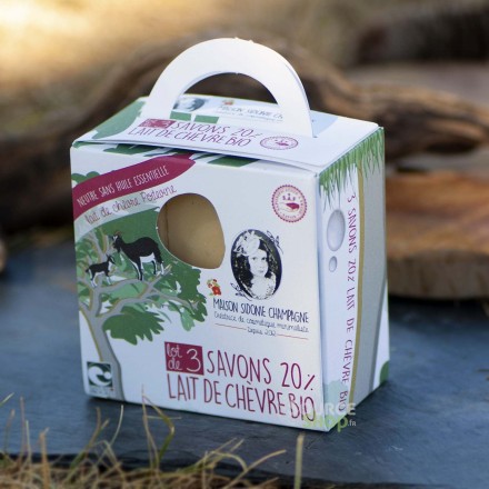 Pack de 3 savons BIO au lait de chèvre - sans huile essentielle