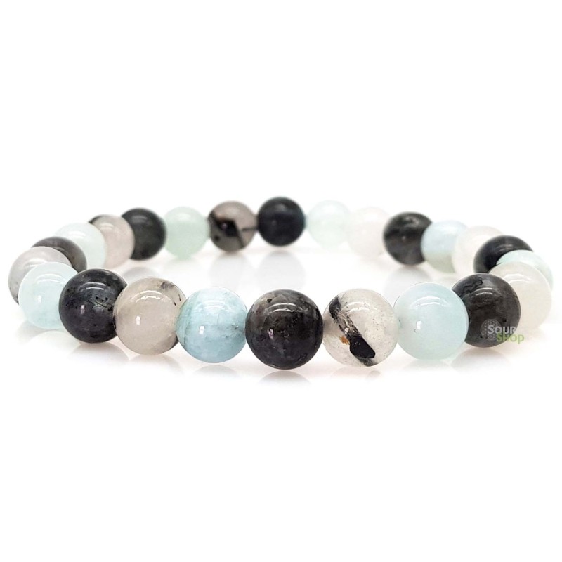 Bracelet en Aigue-Marine, Labradorite & Quartz Tourmaline
