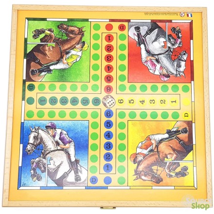Coffret 4 jeux de société traditionnels en buis du Jura