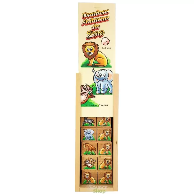 Domino "Animaux du Zoo" en Tilleul & Hêtre du Jura - Artisanal