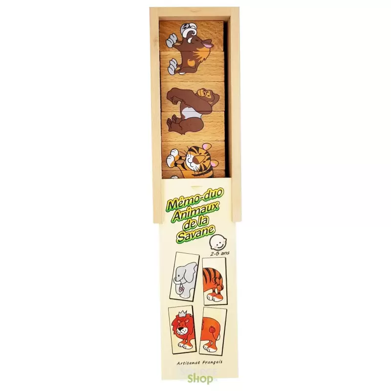 Jeu Mémory "Animaux de la Savane" en Tilleul & Hêtre du Jura