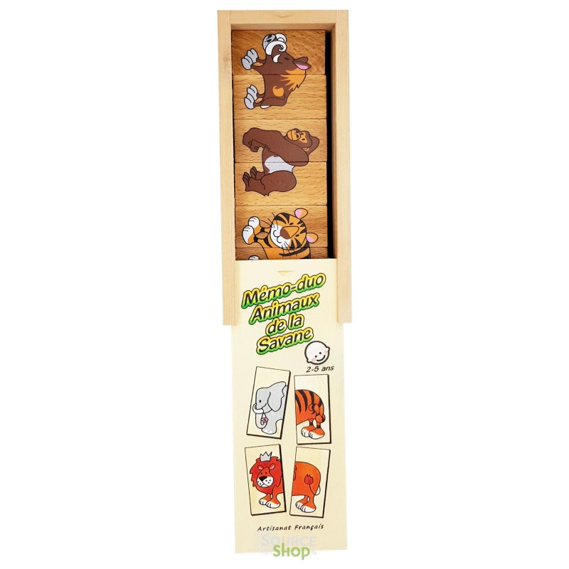 Jeu Mémory "Animaux de la Savane" en Tilleul & Hêtre du Jura
