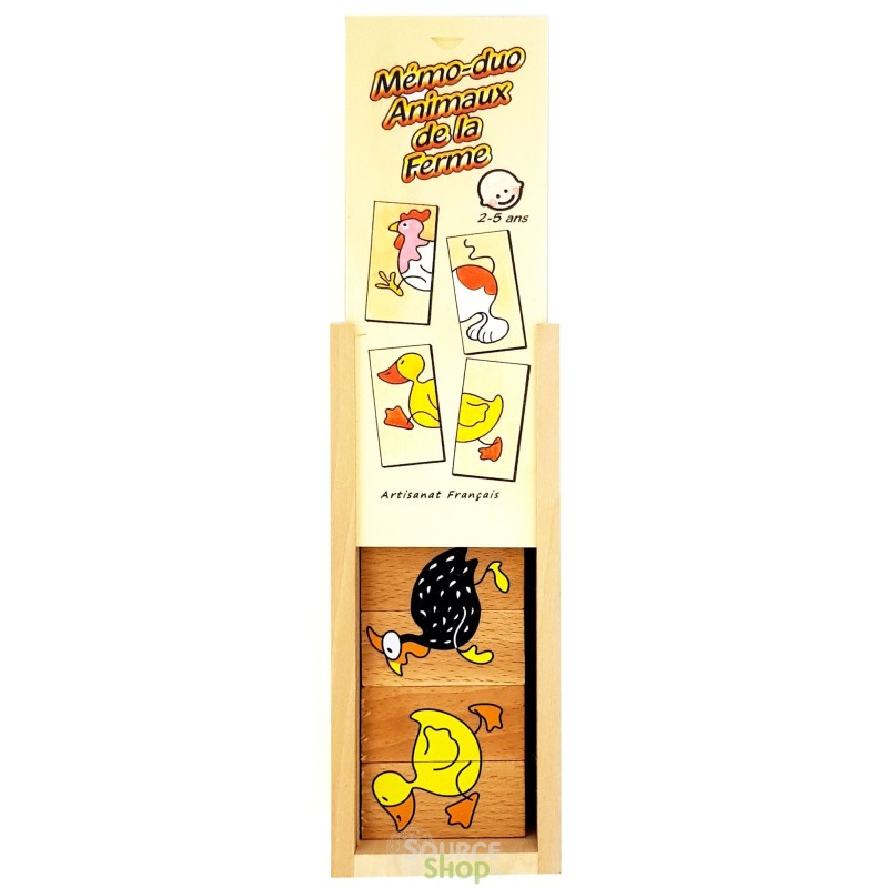 Jeu Mémory "Animaux de la Ferme" en Tilleul & Hêtre du Jura