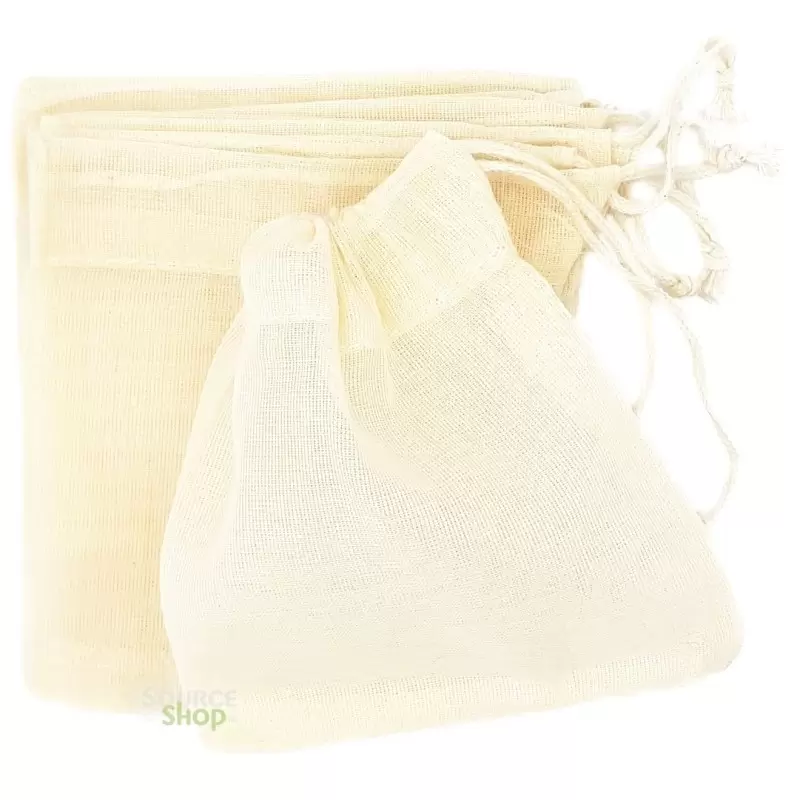 Lot de 5 sachets à thé réutilisables en coton BIO - Les Petites Confections