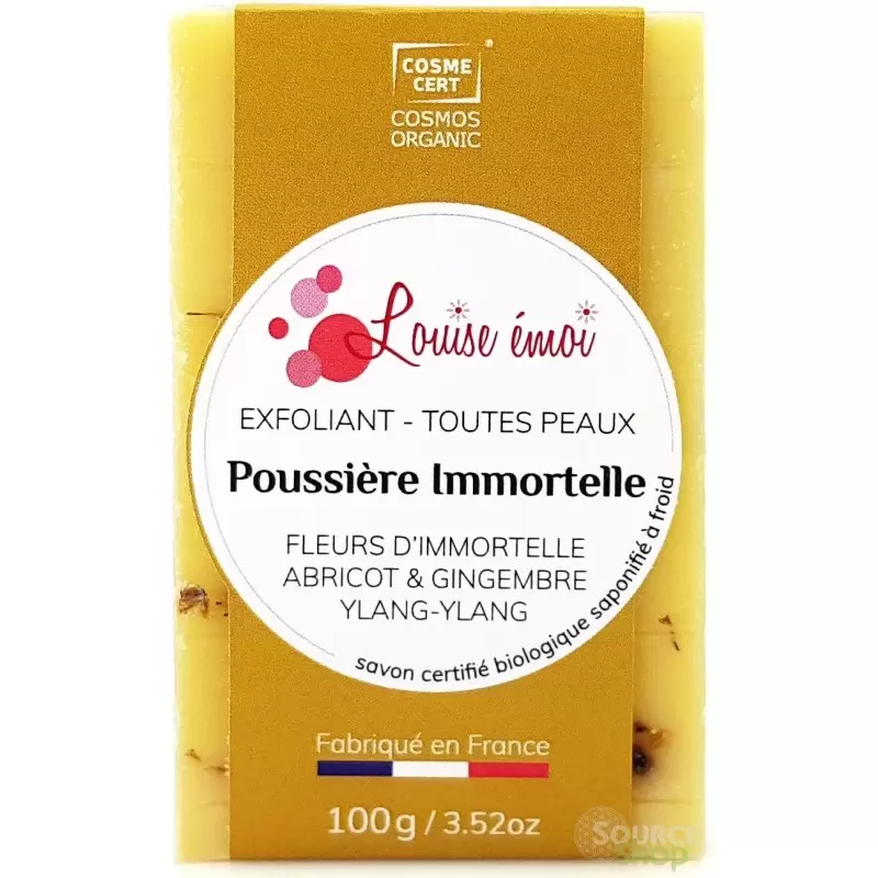 Savon exfoliant BIO à l'immortelle - Poussière d'immortelle - Louise émoi