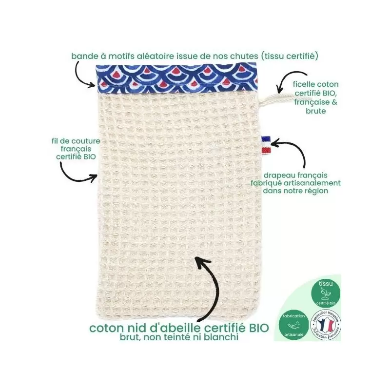 Gant de toilette coton BIO - Artisanal & Français