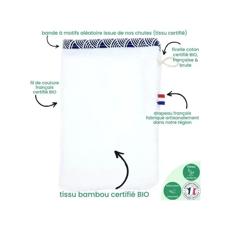 Gant de toilette bambou BIO GOTS - Artisanal & Français