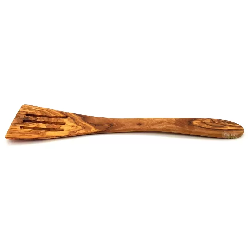 Spatule galbée striée en bois d'olivier - 30cm