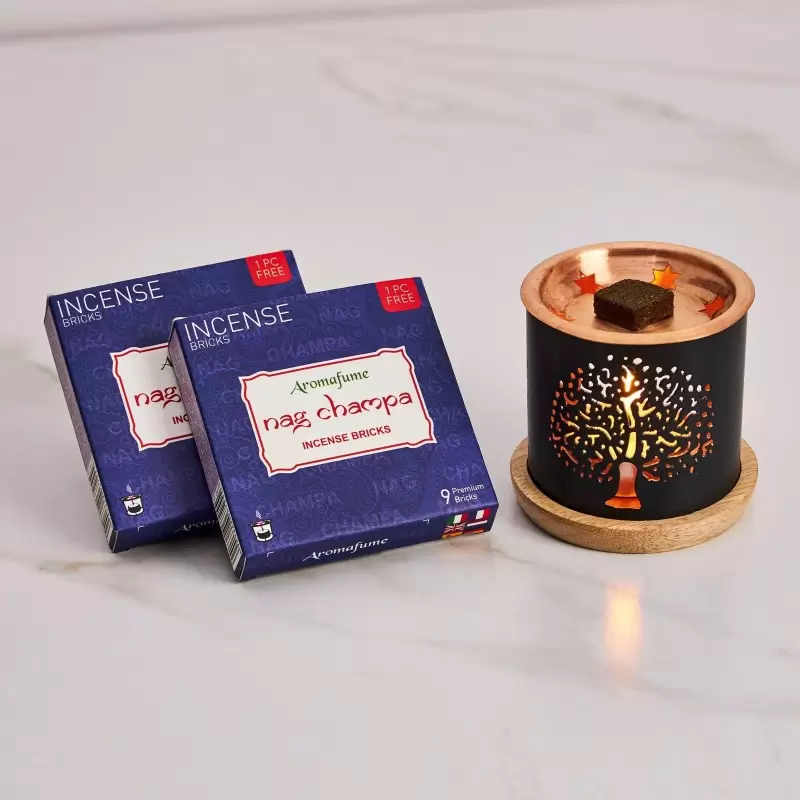 Kit 18 Briques encens Nag Champa + 1 brûleur Arbre de Vie - Aromafume