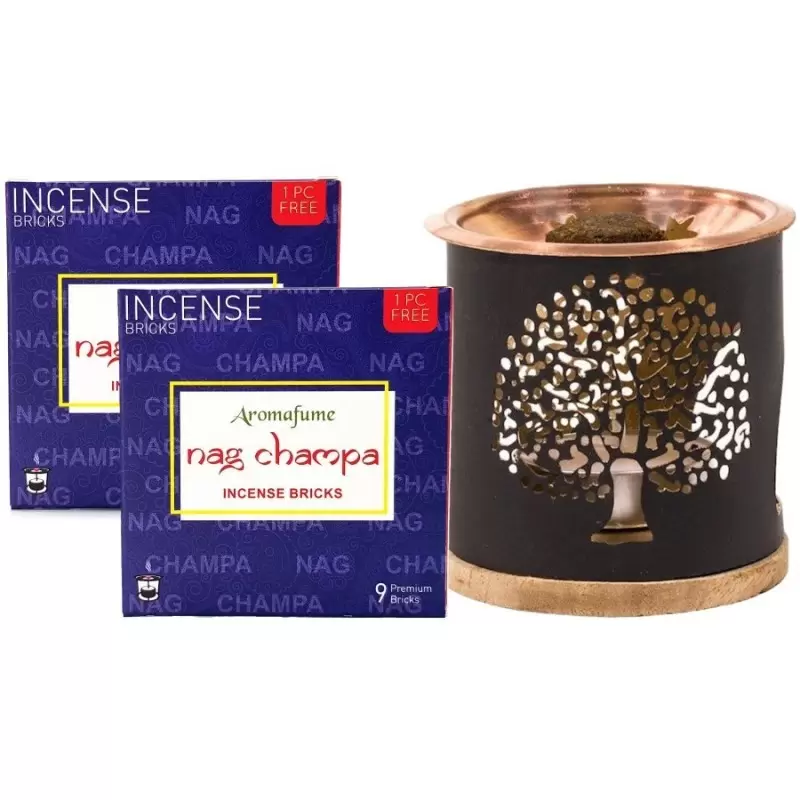 Kit 18 Briques encens Nag Champa + 1 brûleur Arbre de Vie - Aromafume
