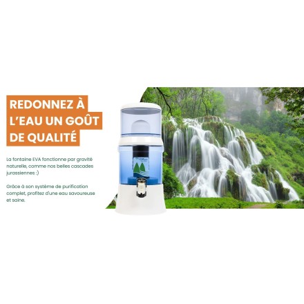 Fontaine EVA en verre - filtration extrême avec IRL et magnétisation