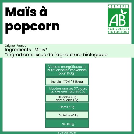 Maïs popcorn BIO en vrac