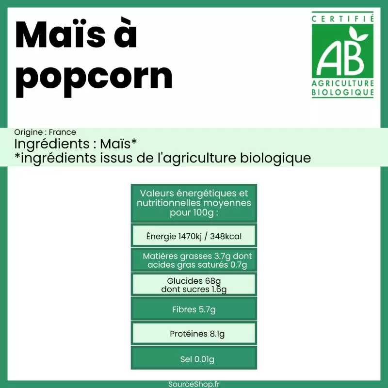 Maïs popcorn BIO en vrac