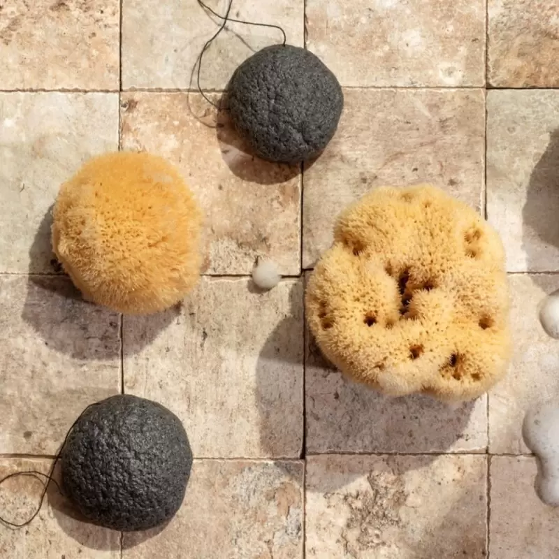 Eponge Konjac au Charbon de Bambou - Naturelle & Biodégradable
