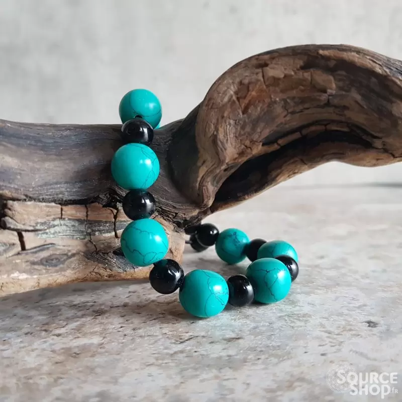 Bracelet turquoise & agate noire