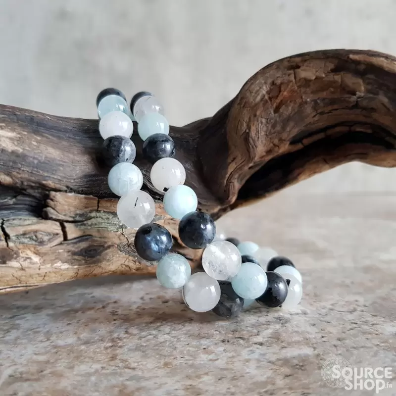 Bracelet en Aigue-Marine, Labradorite & Quartz Tourmaline