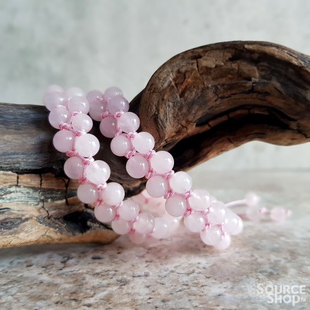 Bracelet double en Quartz rose - Amour & Paix 