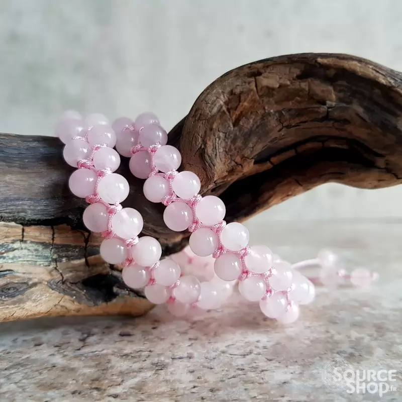 Bracelet double en Quartz rose - Qualité A