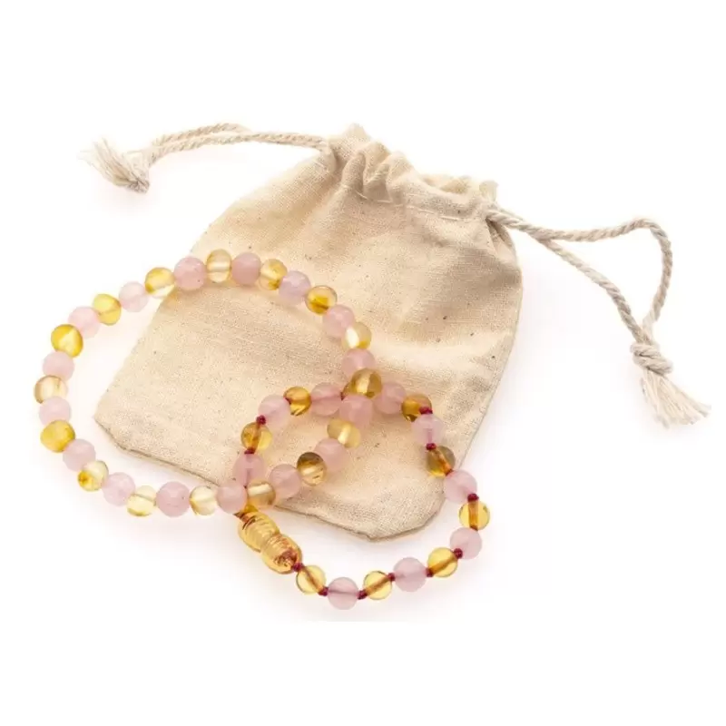 Kit Bracelet maman & bébé Ambre + Quartz Rose