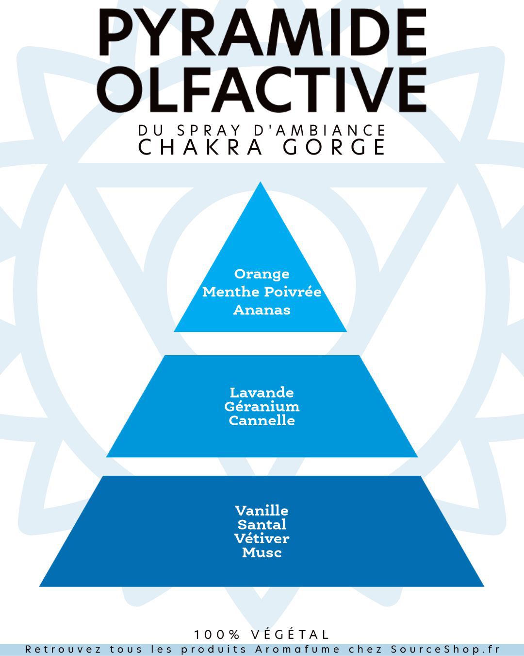Pyramide olfactive du spray d'ambiance chakra Vishudda Aromafume