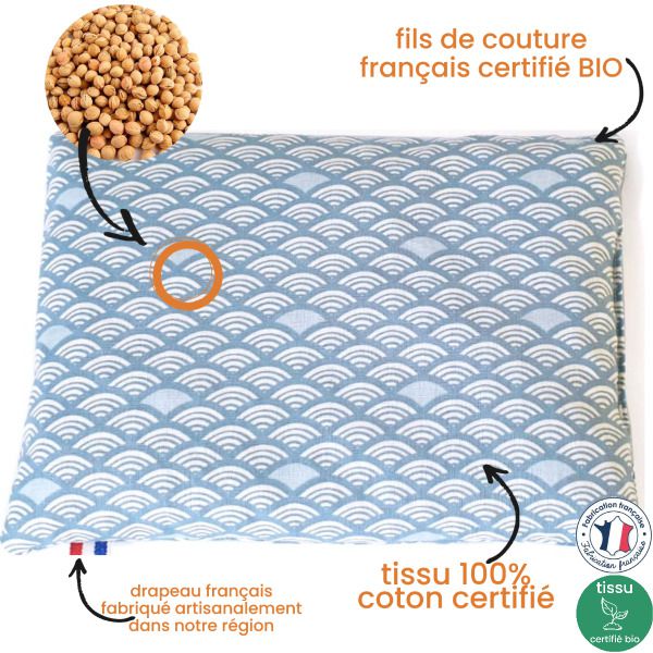 Bouillotte sèche en noyaux de cerises fabriquées artisanalement en France