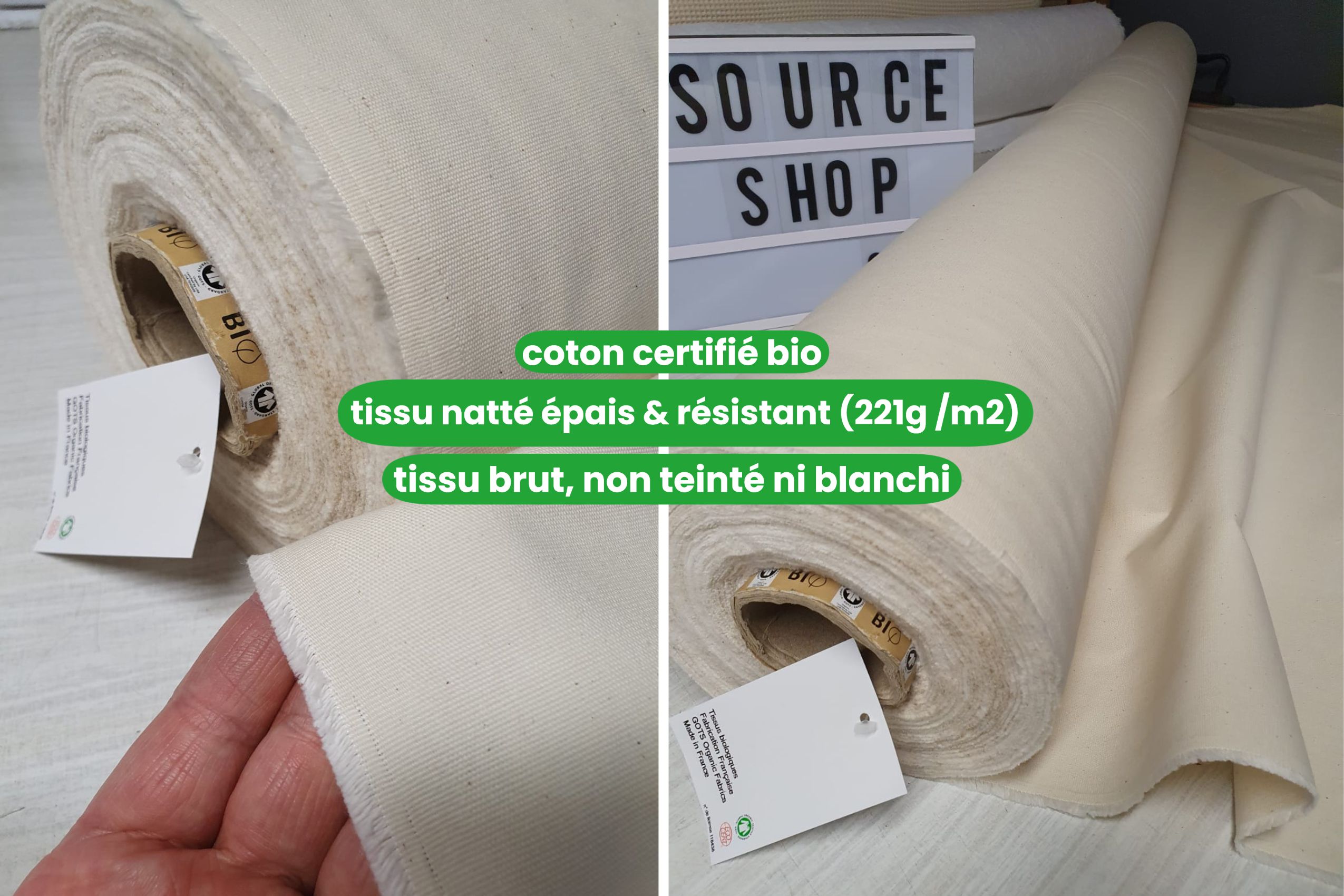 Coton bio pour la confection artisanale de l'oreiller en épeautre Source Shop