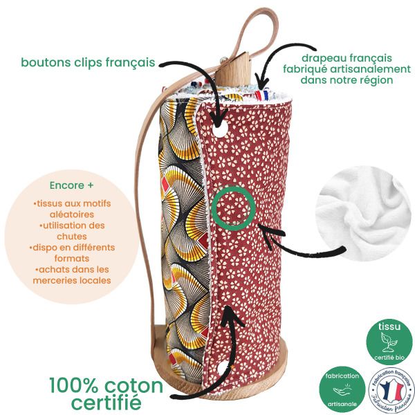 Rouleau d'essuie-tout lavable bio fabriqué en France – Source Shop